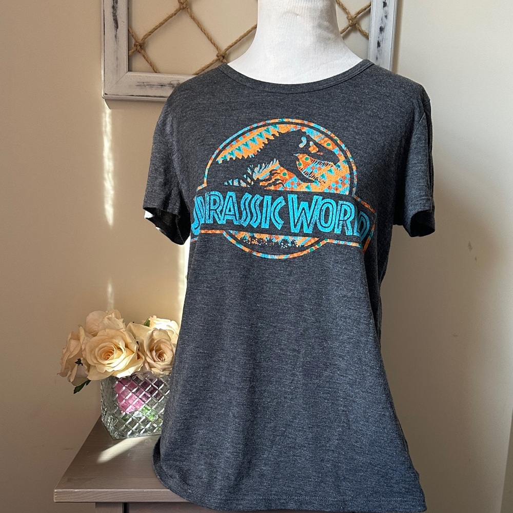 Jurassic World Women's Short Sleeve Graphic Tee - Dark Gray